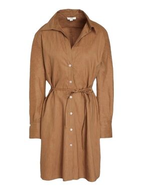 Vince Tie-Back Linen-Blend Shirtdress